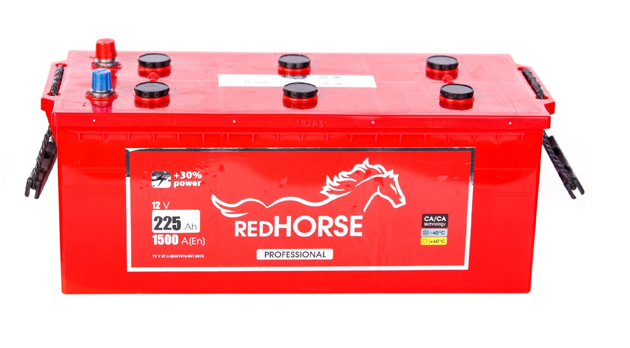 Акумулятор вантажний Red Horse professional 6СТ-225(3), 12B, 225Ah, 1500A, плюс ліворуч (L+) кальцієвий (Ca/Ca), 518X274X240 мм (RHPROF225T3)